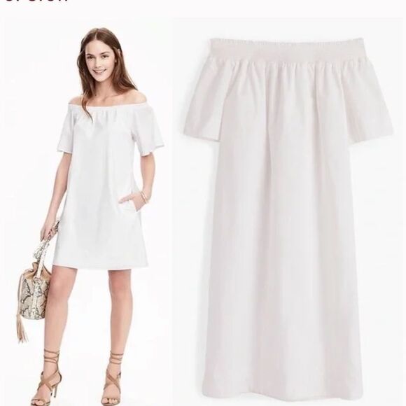 J.CREW OFF-THE-SHOULDER DRESS IN COTTON POPLIN NWT 2 - Picture 1 of 5